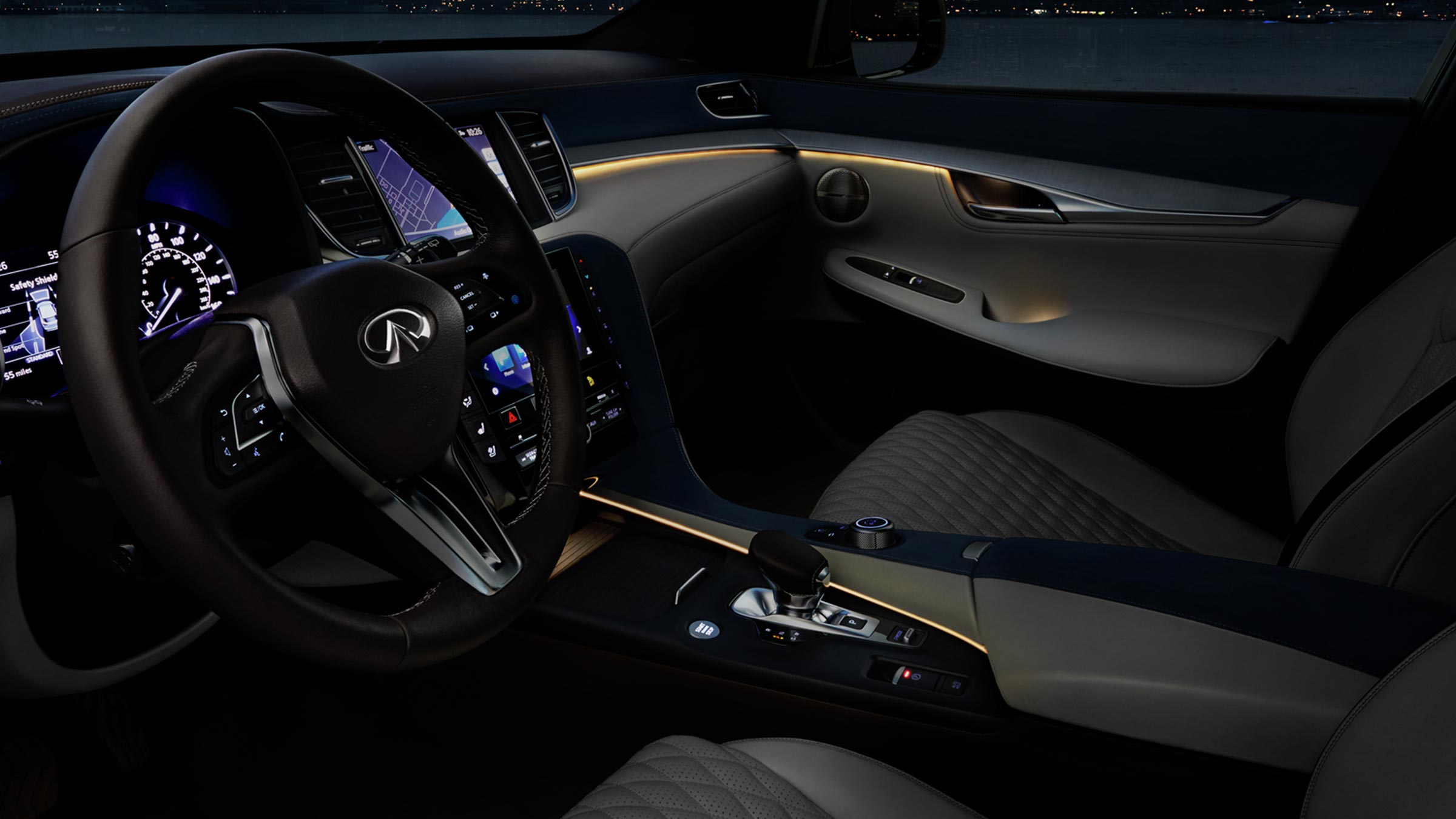2022 INFINITI QX50 SUV interior steering wheel.